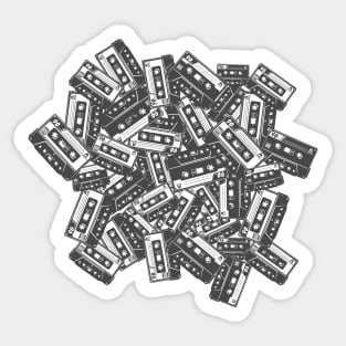 Music Cassette Tapes in Black and White Sticker